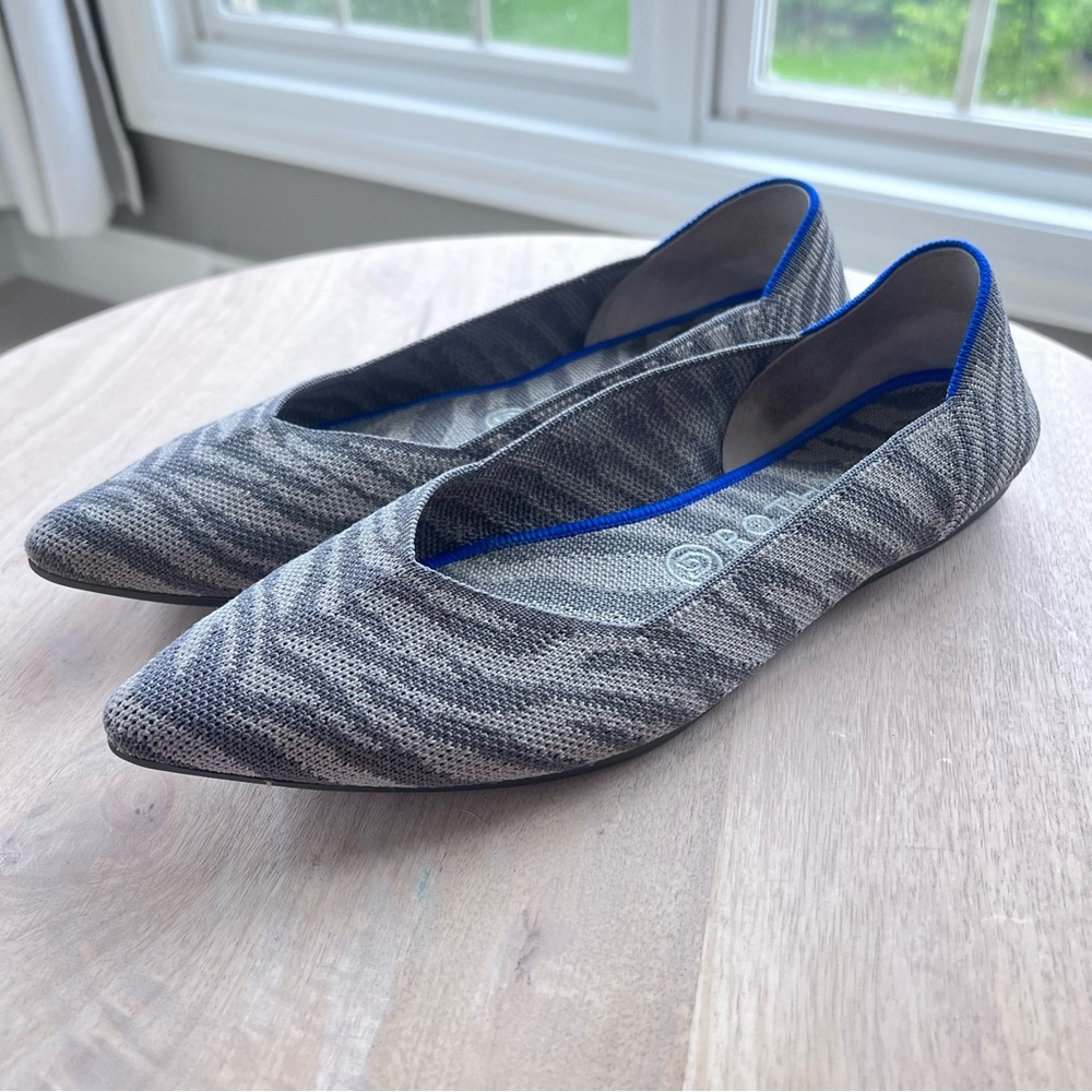 Rothy's The Point Zebra Gray Flats